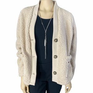 Tommy Hilfiger Faux-Sherpa Cardigan - Leather Fawn
